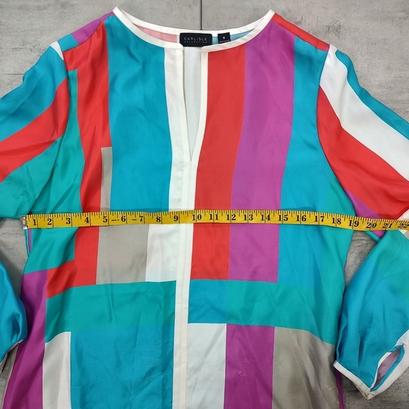 Carlisle Collection Women's Color Block Silk Tunic Top Size 6 - Picture 3 of 12